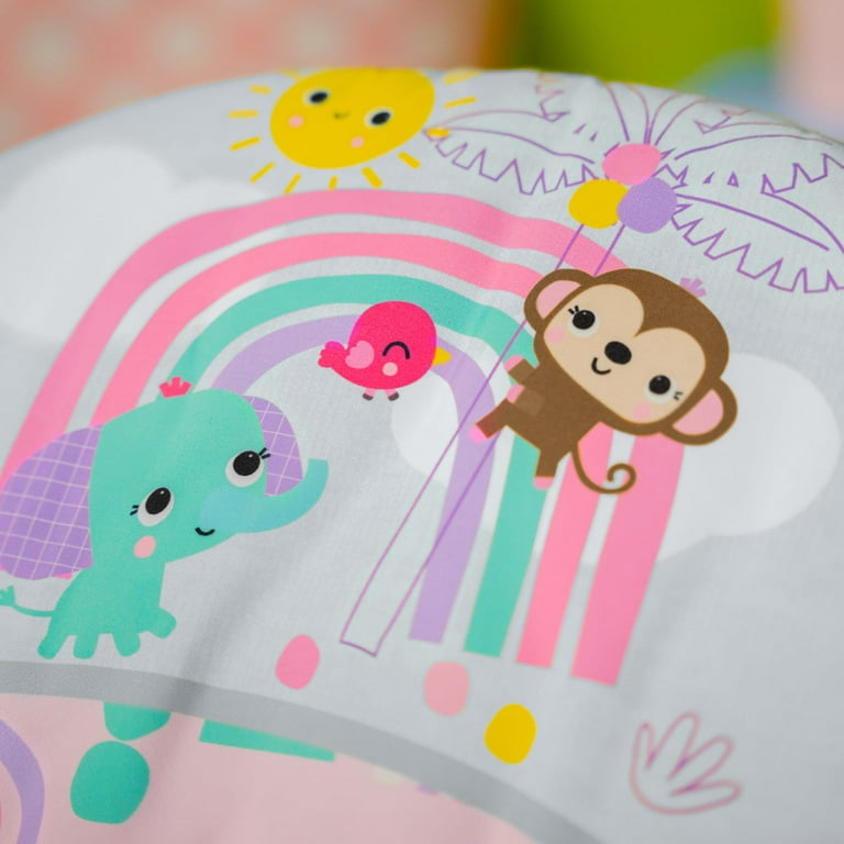 Bright Starts Pink Paradise Portable Baby Bouncer with Vibrations, Newborn,  Unisex - Walmart.com