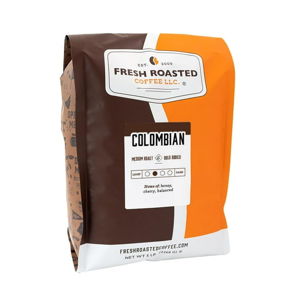 ,100% Colombian, 5 lb (80 oz), Medium Roast, Kosher, Whole Bean