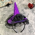 thumbnail image 3 of WHEANG Halloween Headbands for Women Halloween Witch Hat Cute Witch Costume Headpiece Holiday Party Cosplay Hair Accessories for Women Halloween Decor Purple One Size, 3 of 5