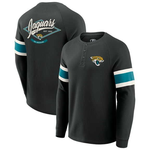 Men's Darius Rucker Collection by Fanatics Black Jacksonville Jaguars Waffle-Knit Raglan Long Sleeve Henley T-Shirt