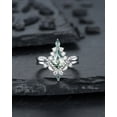 thumbnail image 2 of Kite Shape Moss Agate and Diamond Engagement Ring Set, V Shape White Gold Moss Agate Promise Ring Wedding Set, Bridal Set for Women, 2 of 5