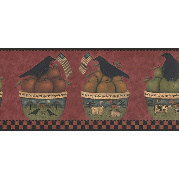 Concord Wallcoverings Birds and Flowers Wallpaper Border Green, Beige, Lilac 9 Inches by 15 Feet TS106402