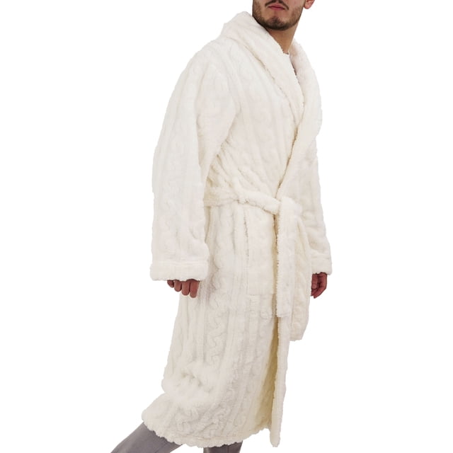 Bata de Baño para Hombre y Mujer de Textura Suave - Albornoz Absorbente Unisex con Cinturon Ideal para Spa Hotel y Hogar Blanco GAON