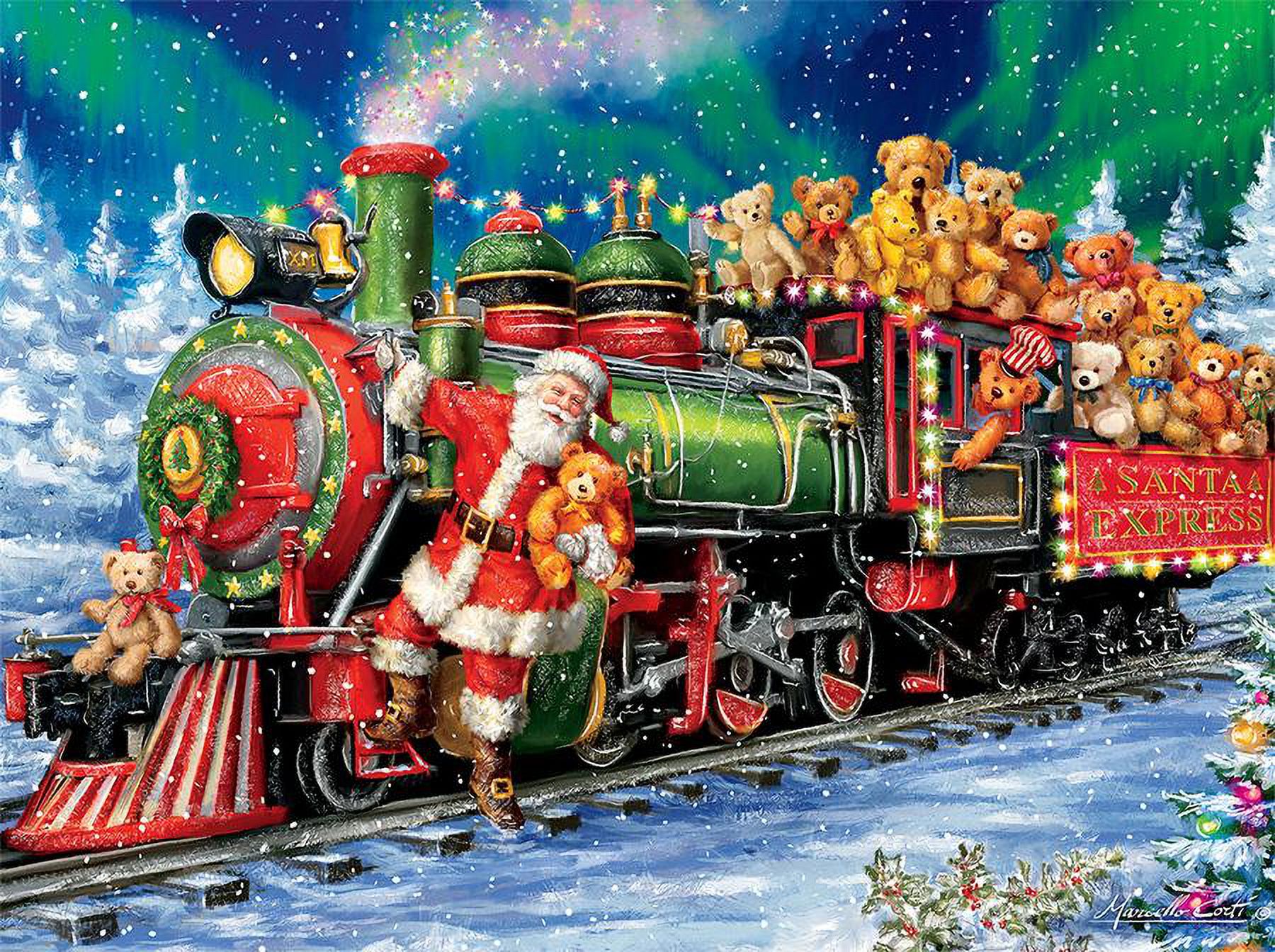 Ceaco Classic Christmas Teddy Bear Train Puzzle, 1000 Piece
