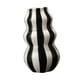 thumbnail image 5 of Jarrón de cerámica a rayas pintado, decoración del hogar, artesanía, contenedor decorativo para plantas, diseño floral Negro, 5 of 9