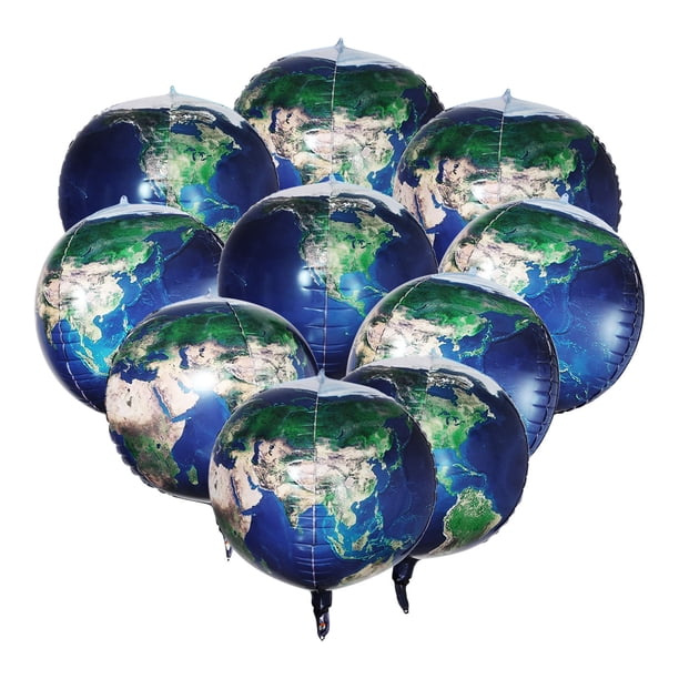 EeaseMX NUOBESTY 10 globos de 22 pulgadas con forma de globo terráqueo, globo de aluminio con forma de mapa del mundo, globos de planetas para fiestas de cumpleaños y bodas