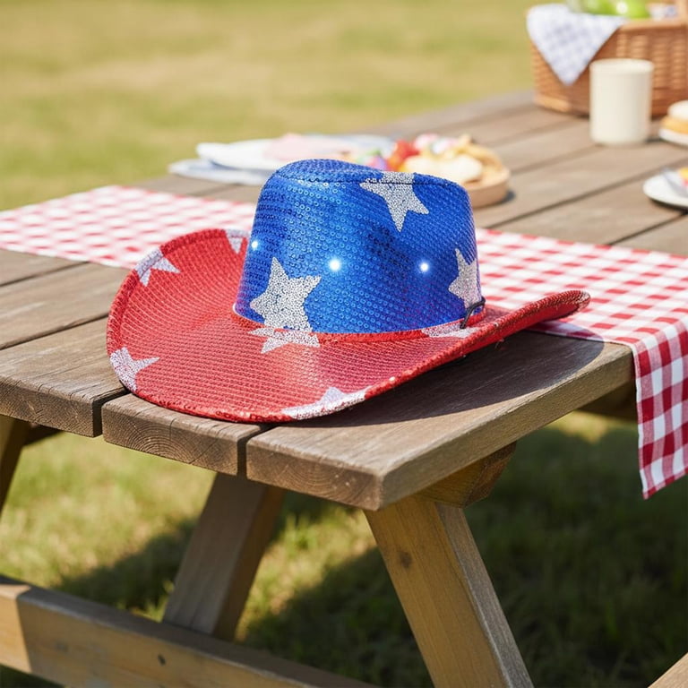 5165 Cowboy Hat Men & Women - One Size, Red White & Blue Stars & Stripes - Stars & Stripes Cowboy Hat | Lone Star Mercantile main image 3