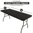 thumbnail image 6 of Smiry Rectangle Vinyl Tablecloth,Waterproof Fitted Flannel Backed Table Cover for 4 FT Tables, Elastic for Picnic Table Cloth, Indoor and Outdoor(Black, 24 x 48 inch), 6 of 9