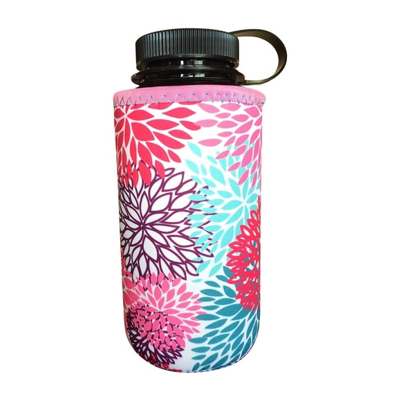 Koverz XL - #1 Neoprene 32-40 oz Water Bottle Insulator Cooler Coolie - Petals