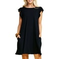 thumbnail image 3 of Doublju Women's Ruffle Cap Sleeve Flare Mini Dress, 3 of 3