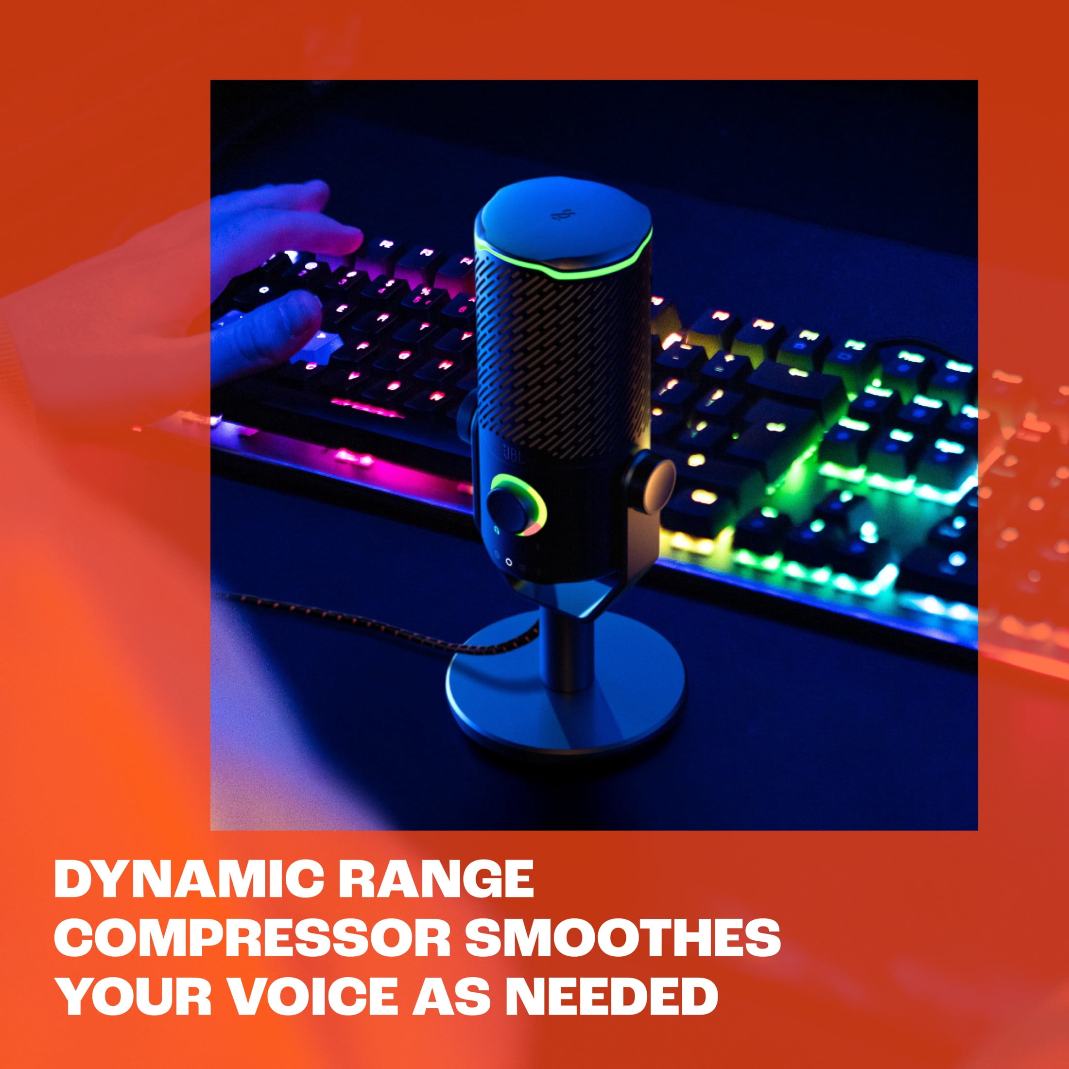 JBL Quantum Stream Studio - Quad pattern premium USB microphone for streaming, recording and gaming - Chrome