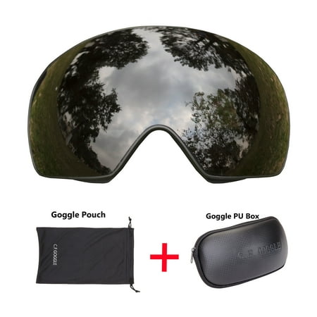 C.F.GOGGLE Mens Ski, Snowboard, and Snowmobile Winter Outdoors Sports Goggles Anti-Fog OTG UV400 Protection Bicycle Motorcycle Protective Glasses with Adjustable Straps Black lens + Black