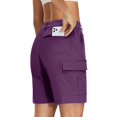 thumbnail image 4 of Women's 7" Quick Dry Hiking Cargo Shorts Water-resistant Lightweight Golf Athlectic Casual Shorts with 5 Pockets Purple M, 4 of 9