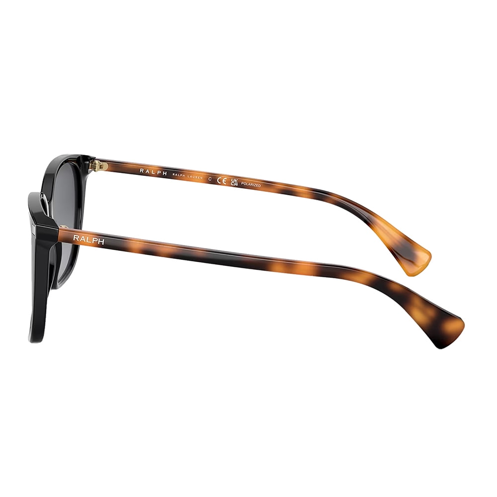 Ralph by Ralph Lauren RA 5293 Plastic Womens Square Polarized Sunglasses Shiny Black 56mm Adult
