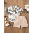 thumbnail image 4 of Kiapeise Toddler Baby Boys Summer Shorts Clothes Set Casual Button Down Shirts and Shorts Hawaiian Outfits 2 Pcs, 4 of 9