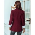 thumbnail image 4 of Blazer Genhoo para mujer, manga larga, casual, con bolsillos, rojo vino, XL, 4 of 5