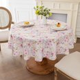 thumbnail image 1 of Flower Tablecloth, Pink Floral Table Cloth for Round Tables,Waterproof Resistant Rose Table Cover for Valentines,Parties,Wedding Use Spring/Summer (60 Inch Round), 1 of 6