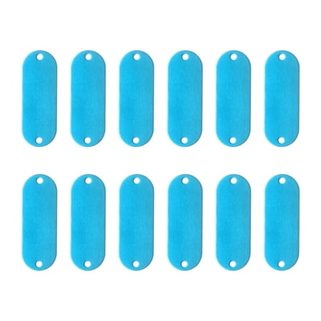 Uxcell 12Pcs Aluminum Engraving Blanks Tags Metal Blank Tags Stamping Oval with 2 Holes Blank Bulk Dog Tag for DIY Personalized Pet Tag Lake Blue