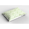 thumbnail image 2 of Ambesonne Botanical Pillow Sham 2 Pack, Exotic Plants Leaf Doodle, 26"x20", Off White Fern Green, 2 of 3