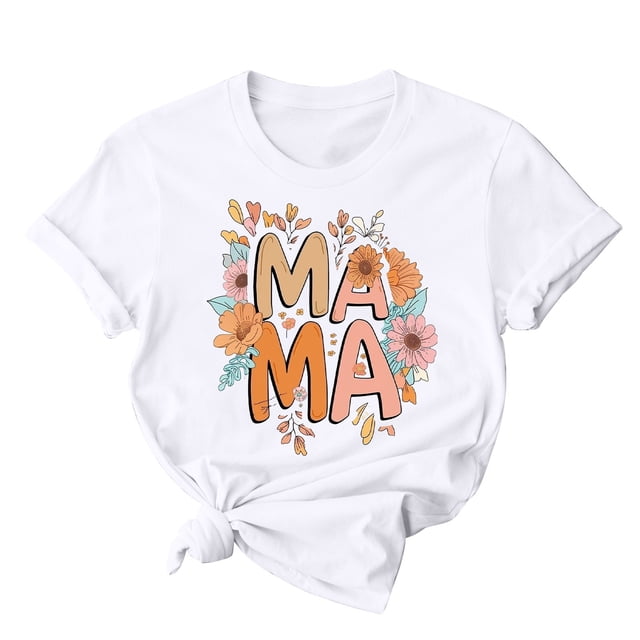RKSTN Hauts d'Été pour Femmes Décontractés Coupe Ample Polyvalents T-Shirts Graphiques Mode à Imprimé Floral Respirants Manches Courtes Col Rond T-shirt Blouses, Cadeaux de la Fête des Mères