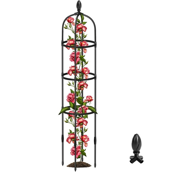BUSATIA Garden Obelisk Trellis for Climbing Plants Outdoor, 6FT Tall Rustproof Plant Trellis Climbing Plant Support, Garden Tower Trellis for Potted Plants Flowers Vegetable Vine Indoor Outdoor