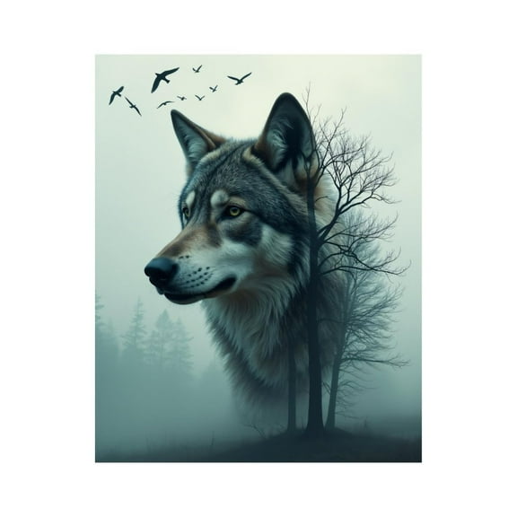 Paint by Numbers Kit for Adults, Wolf Forest Mist Artistic Blend Paint by Numbers, Easy Paint by Numbers Kit for Adults Beginner, DIY Adult Paint by Number Kits on Canvas, Home Decor