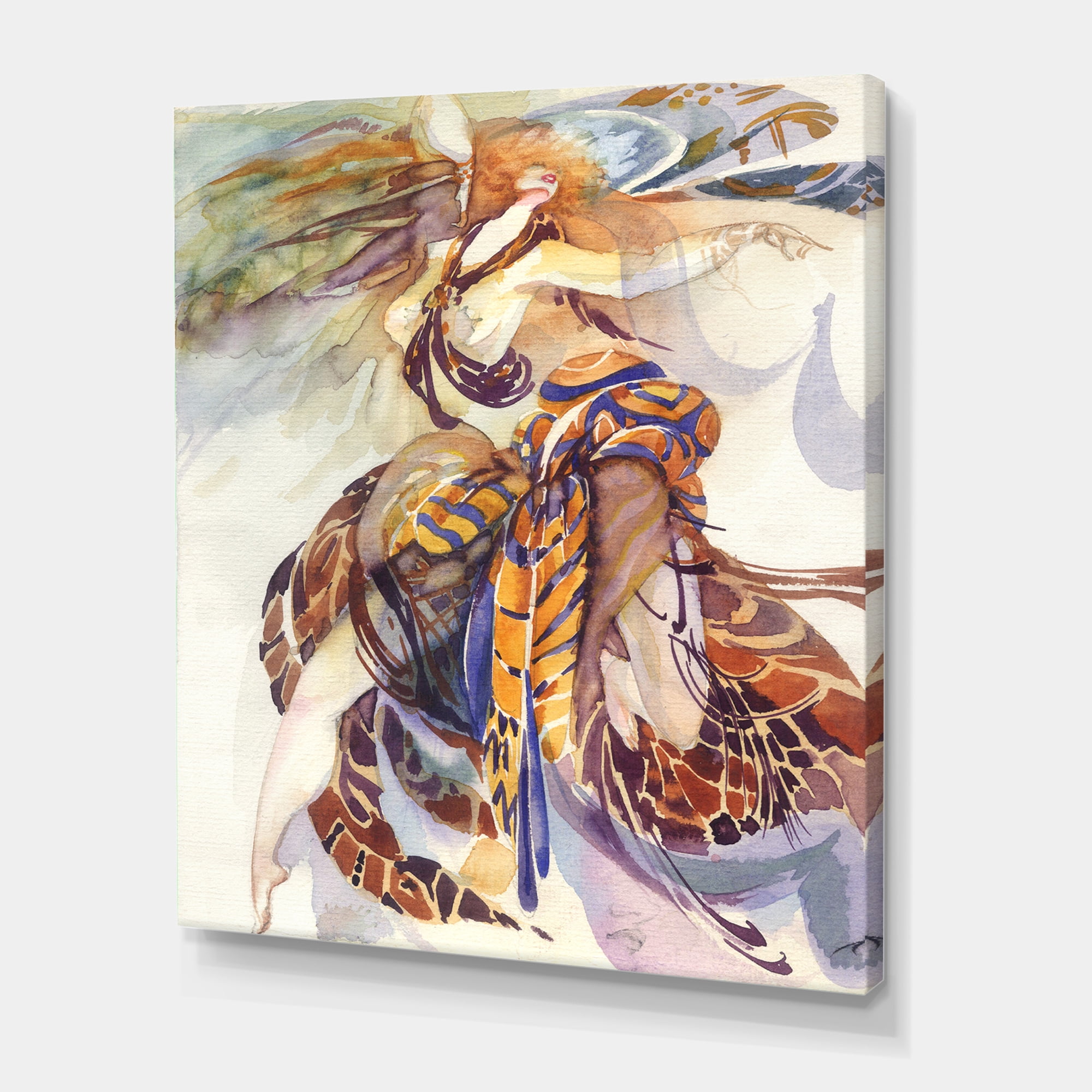 Designart ' Allegory of Paradise Bird Woman Portrait ' Traditional Canvas Wall Art Print