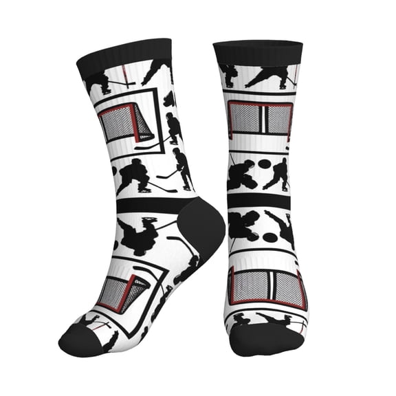 Women's Men's Hockey Player Colorful Novelty Pattern Crew Athletic Socks
