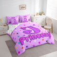 thumbnail image 2 of spefrowx Cartoon Princess J King Bedding for Girls, Purple Star Bowknot Print King Bed in a Bag, Stars Reversible, 7-Piece, 2 of 6