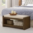 thumbnail image 2 of GZXS 2-Tier Entryway Bench, Accent Shoe Rack Bench with Ivory Padded Seat Cushion, for Small Space, Living Room, Bedroom - 40"L x 16.25"W x 18.5"H, 2 of 7