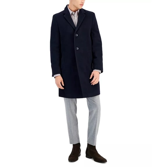 Nautica Mens Regular Fit Barge Overcoat Coat 38R Navy Blue Wool