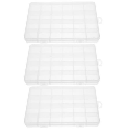 QUTETN 3pcs Portable Fishing Tackle Organizer 24 Compartments Transparent Tackle Box