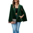 thumbnail image 3 of Women's Velvet Cape Blazer Jackets Casual Split Long Sleeve Open Front Coat, 3 of 6