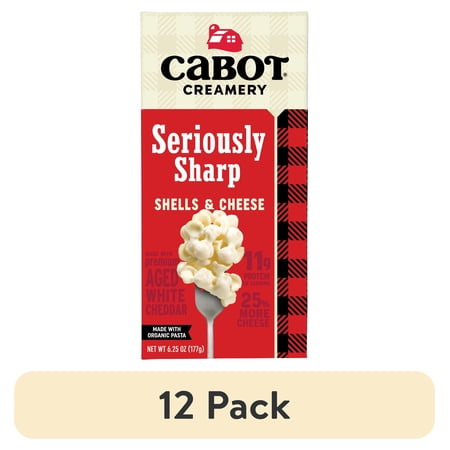 (12 pack) Cabot Creamery Seriously Sharp White Cheddar Macaroni and Cheese Shells