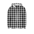 thumbnail image 5 of Fall Flannel Plaid Shirt for Women, Zipper Drawstring Hooded Long Sleeves Jackets, Causal Comfy Daily Blouses with Pockets, 5 of 8