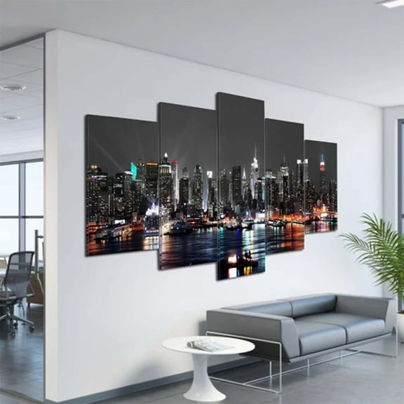 OUTlOU Suitable for indoor decoration 5 Pcs Canvas Wall Art Decor Picture Simple Fashion Decorative Painting Wall Painting New York Picture Wall Decor For Living Room Bedroom Home Office Decoration