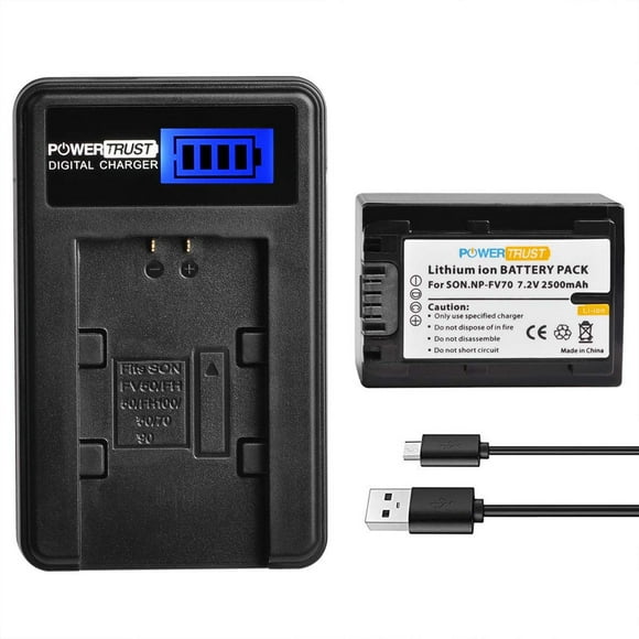 Cargador USB PowerTrust para Sony HDR-CX y HDR-PJ Negro