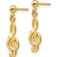 thumbnail image 2 of 14K Yellow Gold Polished & Diamond-Cut Treble Clef Dangle Post Earrings (22 X 6) Made In United States s1137, 2 of 5