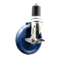 5 Inch 316SS Solid Polyurethane Swivel 1-7/8 Inch Expanding Stem Caster Brake