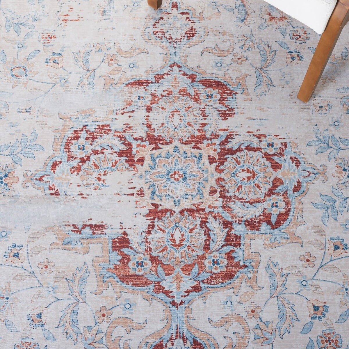 SAFAVIEH Tucson Soho Daven Traditional Machine Washable Runner, 2'6" x 8', Beige/Rust