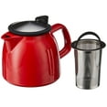 thumbnail image 3 of FORLIFE Bell Ceramic Teapot with Basket Infuser, 26-Ounce/770ml, Red, 3 of 3
