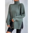 thumbnail image 2 of 1PCS High Neck Knit Mid Length - Light Green-S, 2 of 5