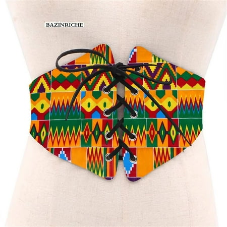 

African Print Waist Corset Belt Button Skirts for Women Ladies Lace-Up Belts SP039