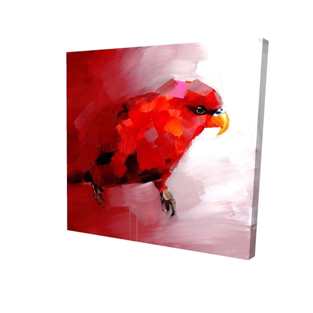 Perroquet Rouge Abstrait - Toile 24"x24 Pouces - Impression à la Demande