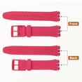 thumbnail image 3 of Correa de reloj de silicona Uxcell de 19 mm, correas suaves de liberación rápida con hebilla de plástico y barra de resorte de acero inoxidable para hombres y mujeres, rojo rosa, 3 of 7