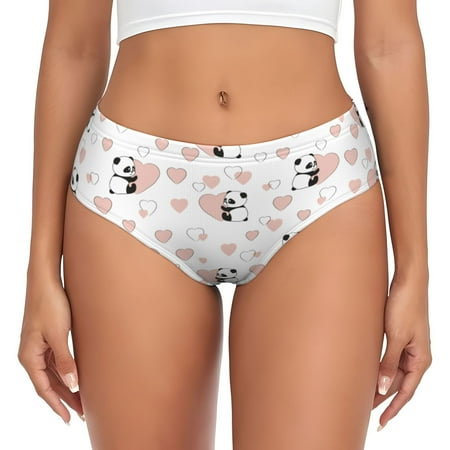 Womens Underwear - Heart Panda No Show Seamless Underwear for Women  Soft Stretch Womens Panties  Hipster Ladies Panties Bikini Underwear Briefs