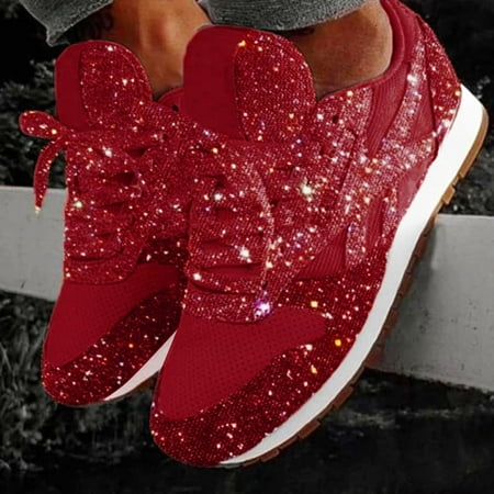 

Women Shoes Women s Fashion Casual Breathable Crystal Bling Lace Up Sport Shoes Sneakers