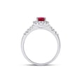 thumbnail image 3 of 10kt White Gold Womens Pear Lab-Created Ruby Solitaire Diamond Frame Ring 1-1/5 Cttw, 3 of 4