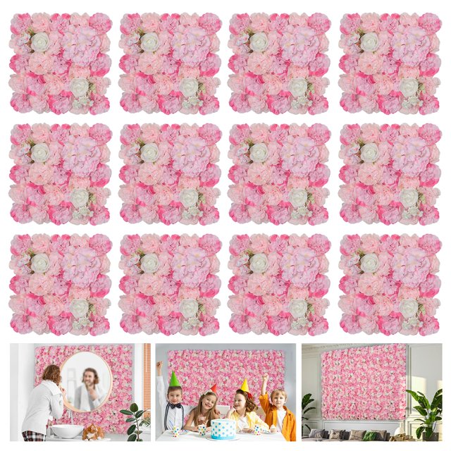 Paneles de pared floral RIDDSEE para fondo, 12 x 44 x 58 cm, rosa