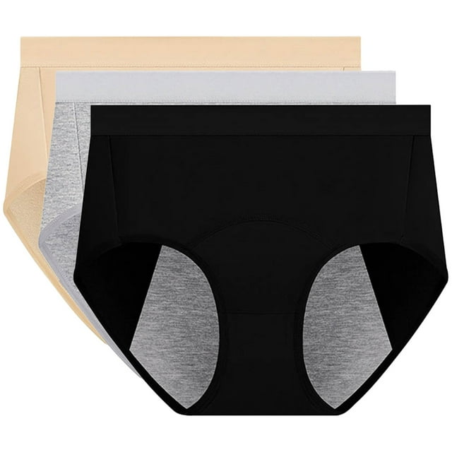 3 piezas calzoncillos de algodón para la dama transpirable calzoncillos sanitarios femeninos menstruales cómodos